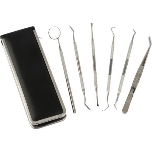 HLZS-Dental Hygiene Kit 6 Pcs Dental tools Essential Calculus & Plaque Remover Set Dentist Prepared Tools Kit for Deep Teeth C
