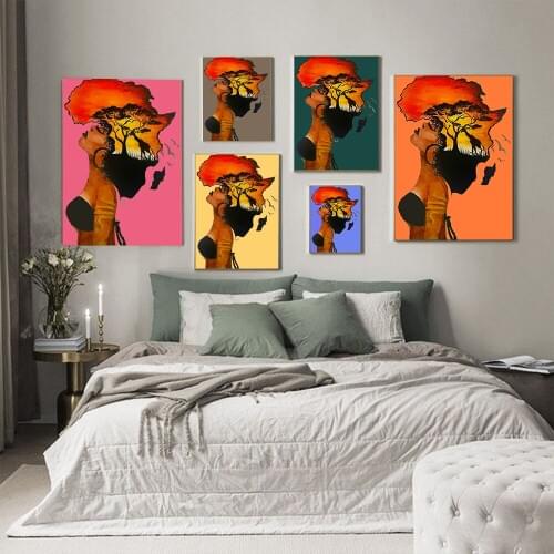 African Map Women Canvas Painting Modern Abstract Wall Art Posters and Printing Wall Pictures for Living Room Home Decoration