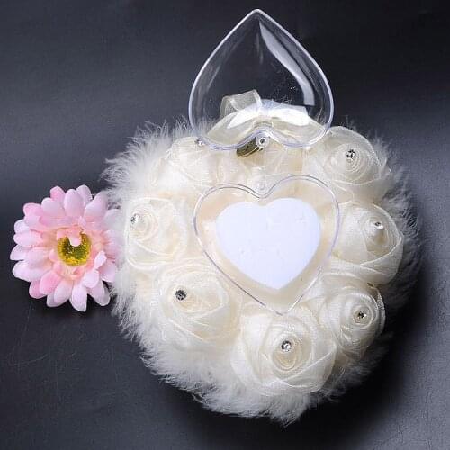 Creative Chic Heart-shape Flowers Valentines Day Gift Ring Pillow Cushion Pincushion Ring party marriage Wedding Decorations