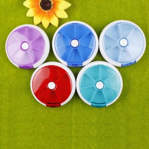 Portable Rotating Round 7 Compartment Pill Case Box Medicine Holder