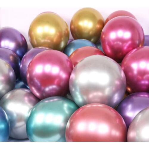 100p 50p 30p Metallic Gold Silver Blue Green Purple Ballon Wedding Happy Birthday Latex Metal Chrome Balloons Air Helium Balon