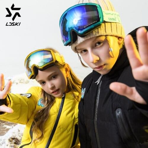 LDSKI Ski Goggles Boys Girls Kids Eyewear Anti-fog Snow Skate Mask Skiing Snowboard Cocker Myopic Lens Children Glasses
