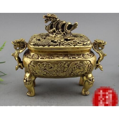 Copper Statue Antique crafts new bronzes collection Fengshui ornaments business gifts brass dragon incense burner