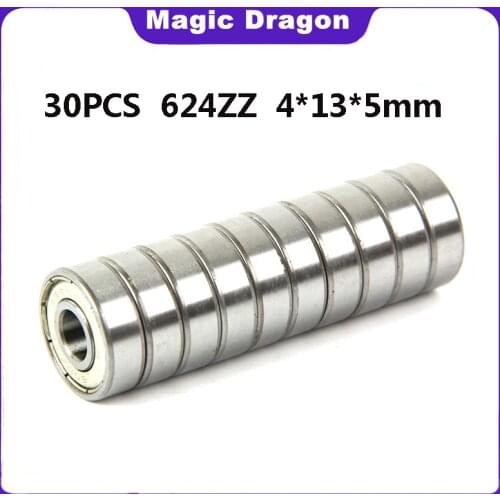 30PCS ABEC-5 624ZZ 624Z 624 ZZ 4x13x5MM Wire Cutting Machine Miniature R-1340HH High quality deep groove ball bearings