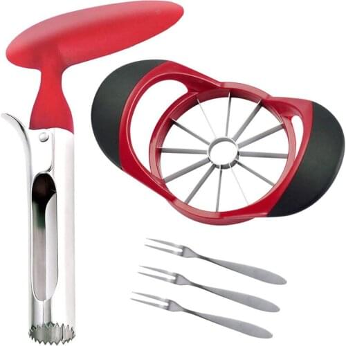Apple Slicer Cutter & Corer Set, 12-Balde Apple Slicer Corer Cutter, Apple Core Remover for Home Kitchen, with 3 Fruit Forks
