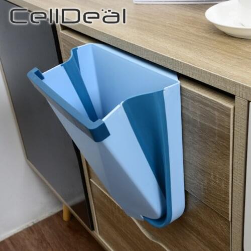 Wall Hanging Kitchen Cabinet Waste Bin Can Garbage Storage Folding Trash Can Rubbish Container Kitchen Bathroom Accessories