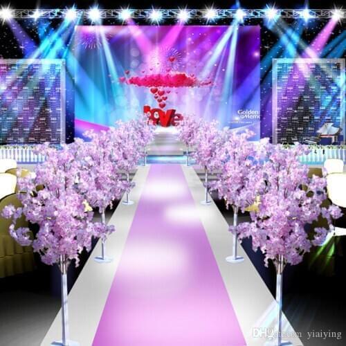 New Arrival Cherry Blossoms Tree Road Leads Wedding Runner Aisle Column Shopping Malls Opened Door Decoration Stands 6pcs/lot