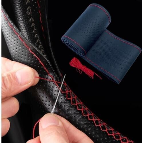 NEW Car Steering Wheel Braid Soft Texture Car Covers With Needles And Thread Artificial Leather Car Styling Interior Accessories