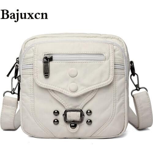 2020 autumn new female bag multi-zipper mini washed soft leather small square bag luxury designer shoulder messenger bag beige