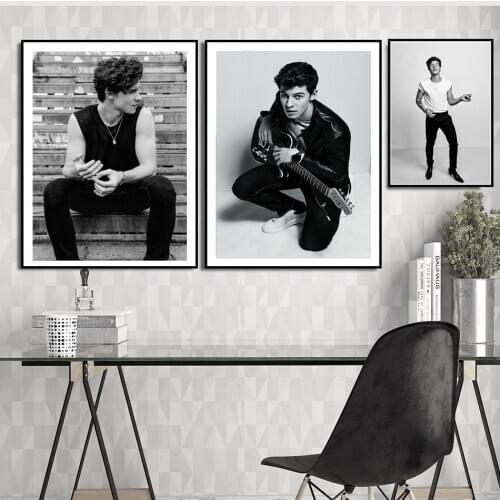 Poster And Prints Art Painting Black White Shawn Mendes Pop Music Singer Star Fashion Wall Pictures For Living Room Home Decor