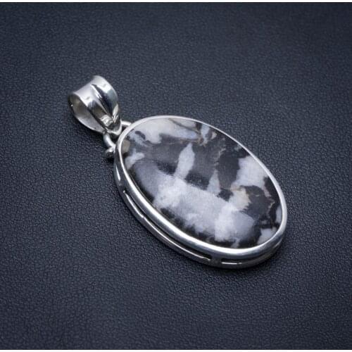 Natural Pinolith Jasper Punk Style 925 Sterling Silver Pendant 2" S1131