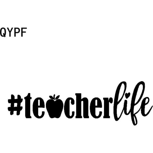 QYPF 15.8CM*4.8CM Fashion Vinyl Car Sticker Window Hashtag Teacher Life Decal Black Silver C15-3084