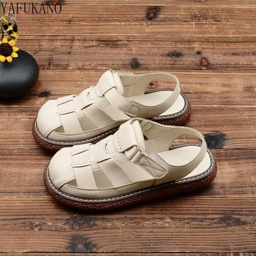 Japanese Big-Toed Shoes Literary Fan Baotou Roman Sandals Student Female Thick-Soled Summer Mori Girl Hollow Casual Hole Shoes