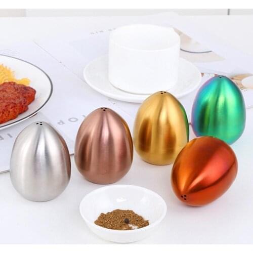 Salt Cellar Spice Pepper Shaker Egg Shaped Container Steel Condiment Bottle Kitchen Gadget Sets Seasoning Organizer