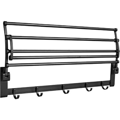 Folding Movable Bath Towel Bars Space Aluminum Organizer Hanger Bathroom Towel Rack Holder Storage Shelf Hook