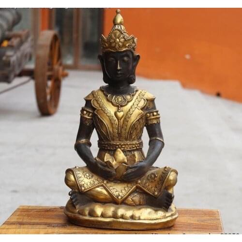 Tibet Shakyamu Folk Copper Bronze Gild Thailand Buddhism Sakyamuni Buddha Statue