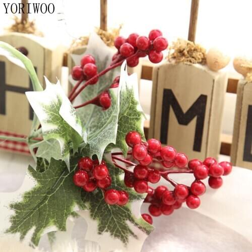 YORIWOO 2pcs Artificial Christmas Flowers Branch Fake Flowers Merry Christmas Tree Decorations Xmas Ornament Happy New Year Gift