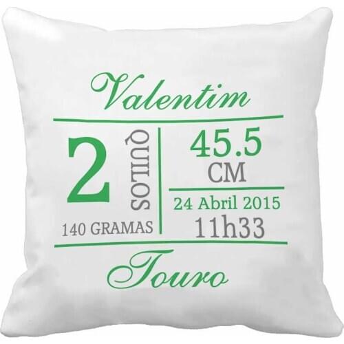 Custom Birth Data Printing Green Throw Pillow Case Decorative Cushion Cover Pillowcase Cute Birthday Gift By Lvsure