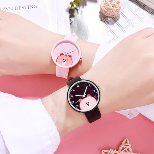 1pc New Kids Watches Boys Girls Cute Cartoon Bear Silicone Childrens Watch Women Ladies Quartz Wristwatches Gifts Clock
