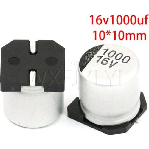 10PCS Electrolytic capacitor 16v1000uf 10*10mm SMD aluminum electrolytic capacitor 1000uf 16v