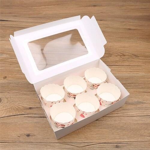2-12Holes Clear Windowed Cupcake Display Box Portable Cake Pastry Muffin Gift Box with Removable Tray Wedding Party Dessert Case