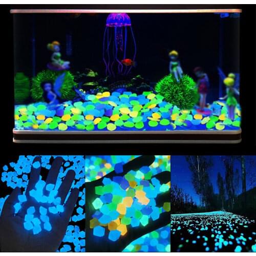 300pcs Garden Decor Light Stone Luminous Stones Glow In The Dark Resin Stones Outdoor Fish Tank Decoration Garden Yard Decor