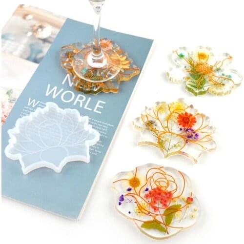 4pcs/set DIY Crystal Epoxy Resin Mold Flower Coaster Casting Silicone Mold Cup Mat Pad Mold DIY Crafts Home Decor Making
