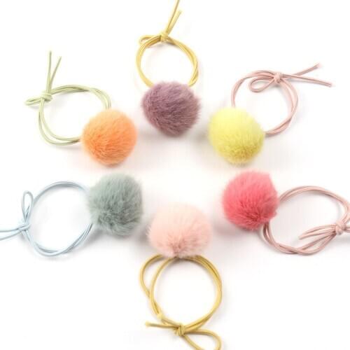 5pcs cute hair ball girl hair tie hair rope plush tie hair rubber band ladies head rope headdress hair accessories