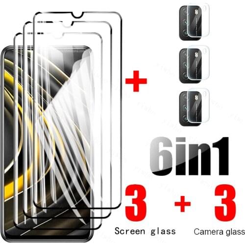 6in1 poco m3 glass phonepoco f3 x3 pro nfc camera lens screen protector glass on redmi note 10 pro max 9 9s 9 pro tempered glass