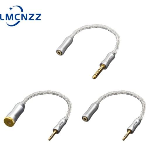 8 Core Silver Audio Cord 2.5 Male to 4.4 Female Cable 2.5mm/4.4mm To 3.5mm Hand-made Balanced Adpter for HIfi MP3 Music Player