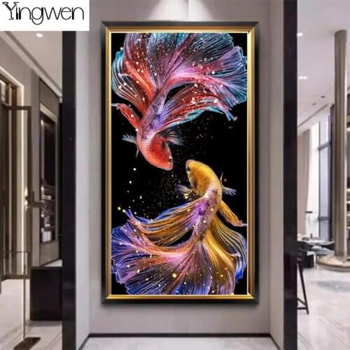 Koi DIY 5D Diamond Painting Fish Beads Embroidery Goldfish Cross Stitch Rhinestone Animal Picture Full Diamond Mosaic Home Decor