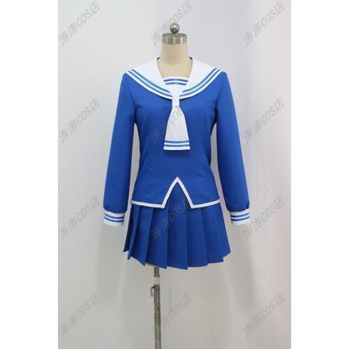 Anime! Fruits Basket Honda Tooru Blue School Uniform Cosplay Costume For Women top+skirt+necktie Free Shipping