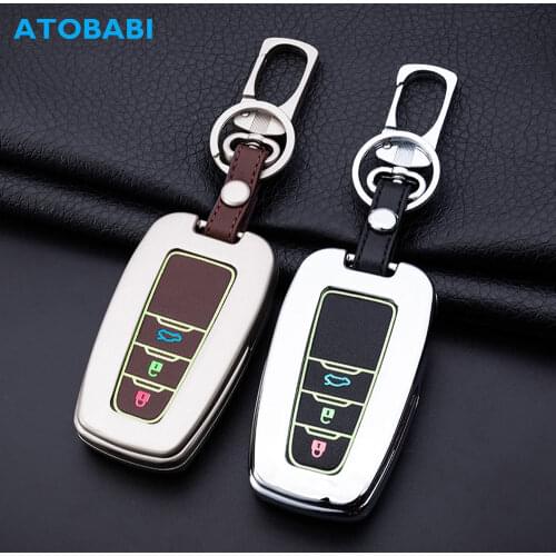 Car Key Case For Toyota Prado Camry V70 C-HR Prius Corolla RAV4 Venza 4Runner Zinc Alloy + Leather Luminous Buttons Remote Cover