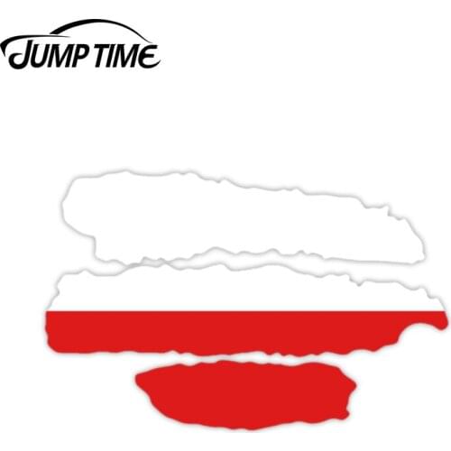 Jump Time 13cm x 8.4cm Flag Poland Car Stickers Decal Vinyl for Bumper Helmets Cars Motor Bicycles Waterproof Car Accessories