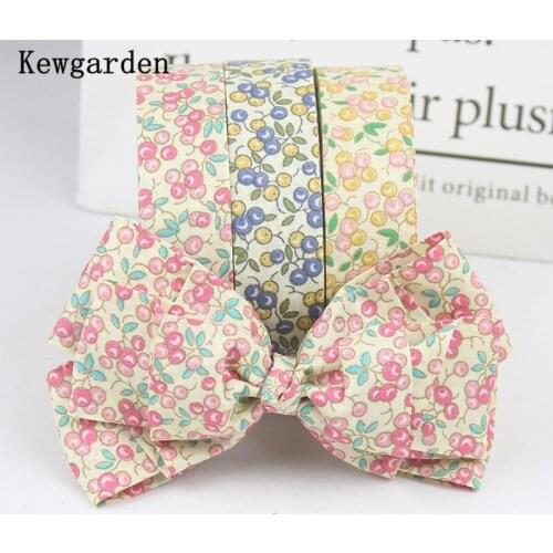 Kewgarden DIY Bow tie Hair Accessories Handmade Crafts 1" 1.5" 10mm 25mm 38mm Floral Cherry Fabric Layering Cloth Ribbon 5 Meter