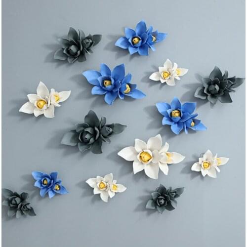 Chinese Double Orchid Ceramic Flower Wall Hanging Ornaments Home Livingroom Wall Sticker Decoration Club Cafe Wall Mural Crafts