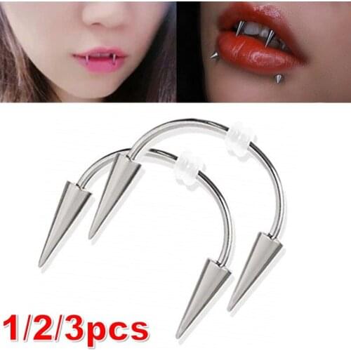 3PC Cool Goth Lips Ring Stainless Steel BCR Septum Piercing In mouth Ring Puncture Earrings Hoop Nose Ring Body Piercing Jewelry