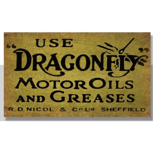 1920 Dragonfly Motor oils & Greases METAL TIN SIGN POSTER WALL PLAQUE