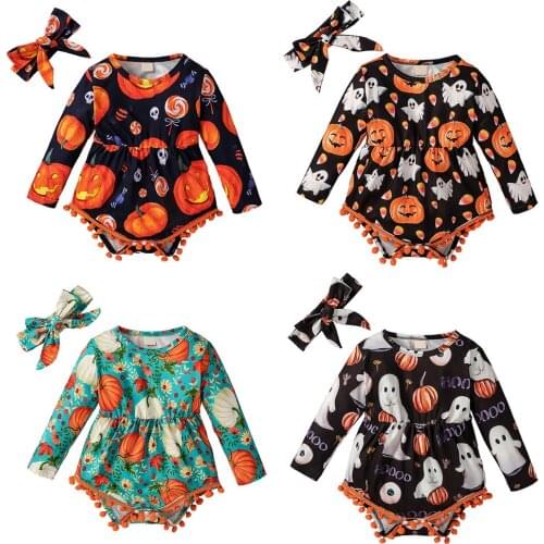 ZAFILLE Autumn Winter Babys Rompers Halloween Pumpkin Clothes For Baby Girls Bodysuit Party My First Baby Halloween Costume