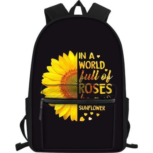 Korean Version Cute Sunflowers Daisy School Backpack 16 Inch Fashion Casual Travel Camp Unisex Shoulders Bags