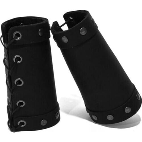 Medieval Renaissance Leather Bracelet Knight Archer Wrist Cuff With Lacing Rivet LARP Archery Bracer Arm Protector For Men Women