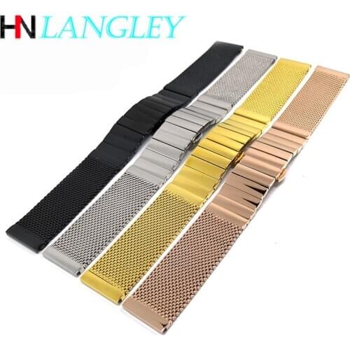 Stainless Steel Braided Milan Mesh Watch Band Men Coarse Mesh Steel Strap 18/20/22/24mm Universal Milanese Watchband