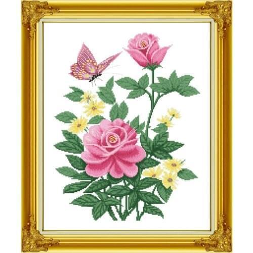 Rose flowers cross stitch kits flower aida fabric 18ct 14ct 11ct white unprint cotton thread embroidery kits DIY craft