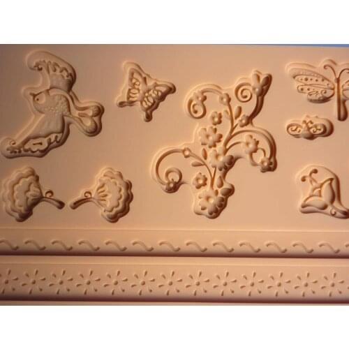 Insect Butterfly flower Decorating Fondant Cake Sugar craft Embossing Silicone Mat Mold