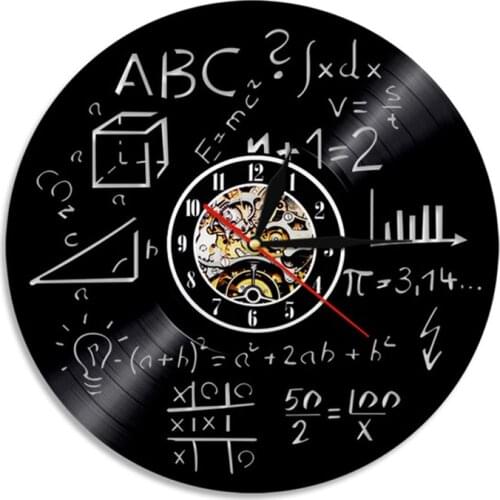 Science Art Math Equation Wall Clock Math Formula Vinyl Record Wall Clock Math Pi Geek School Wall Decor Math Teacher Gift
