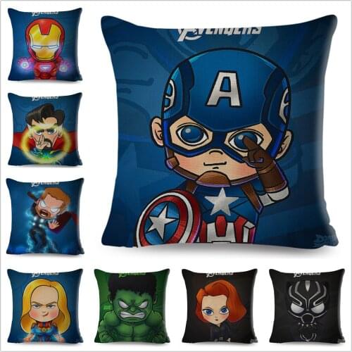 American Anime Superhero Pillow Case Decor Cute Cartoon Iran Man Cushion Cover for Sofa Home Car Super Hero Pillowcase 45x45cm