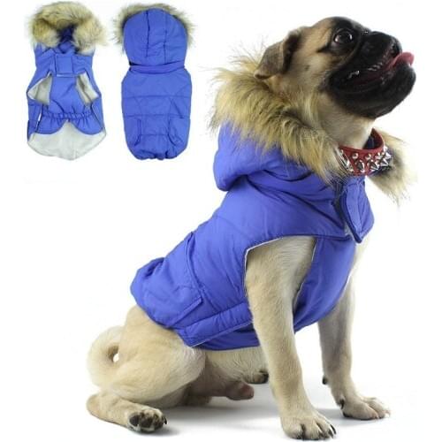 Pet Clothes S-XL Dog Costume Polyester Cotton High-Neck Warm Coat For Medium And Large Dogs Detachable Hat With Adhesive Burr