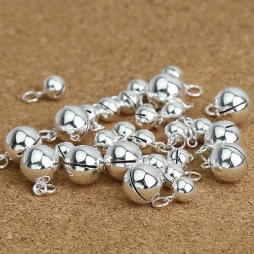 Wholesale S925 Thai Sterling Silver Jewelry DIY Accessories Bracelet Pendant 5/6/7/8mm Glossy Bell Pendant