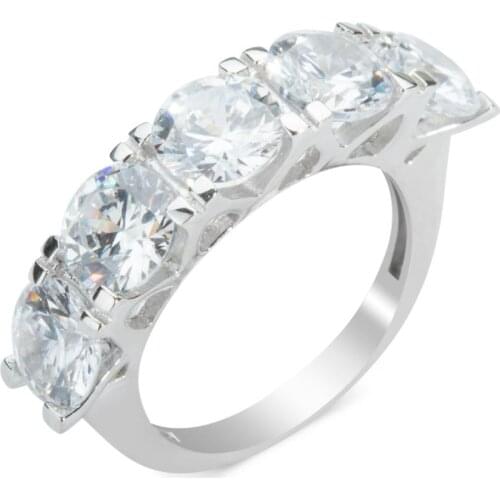 Quenn Silver Zircon Stone Ring Silver Five Stone Ring Solitaire Jewelry Wedding Engagement Women Ring Women For Gifts