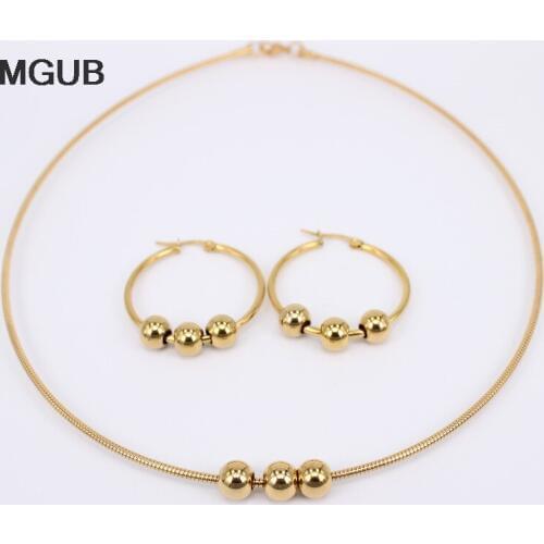 Diameter 30mm-70mm can choose 3 style selection Imitation pearls Smooth Bead Earrings Collar Set Fashion wear Earrings